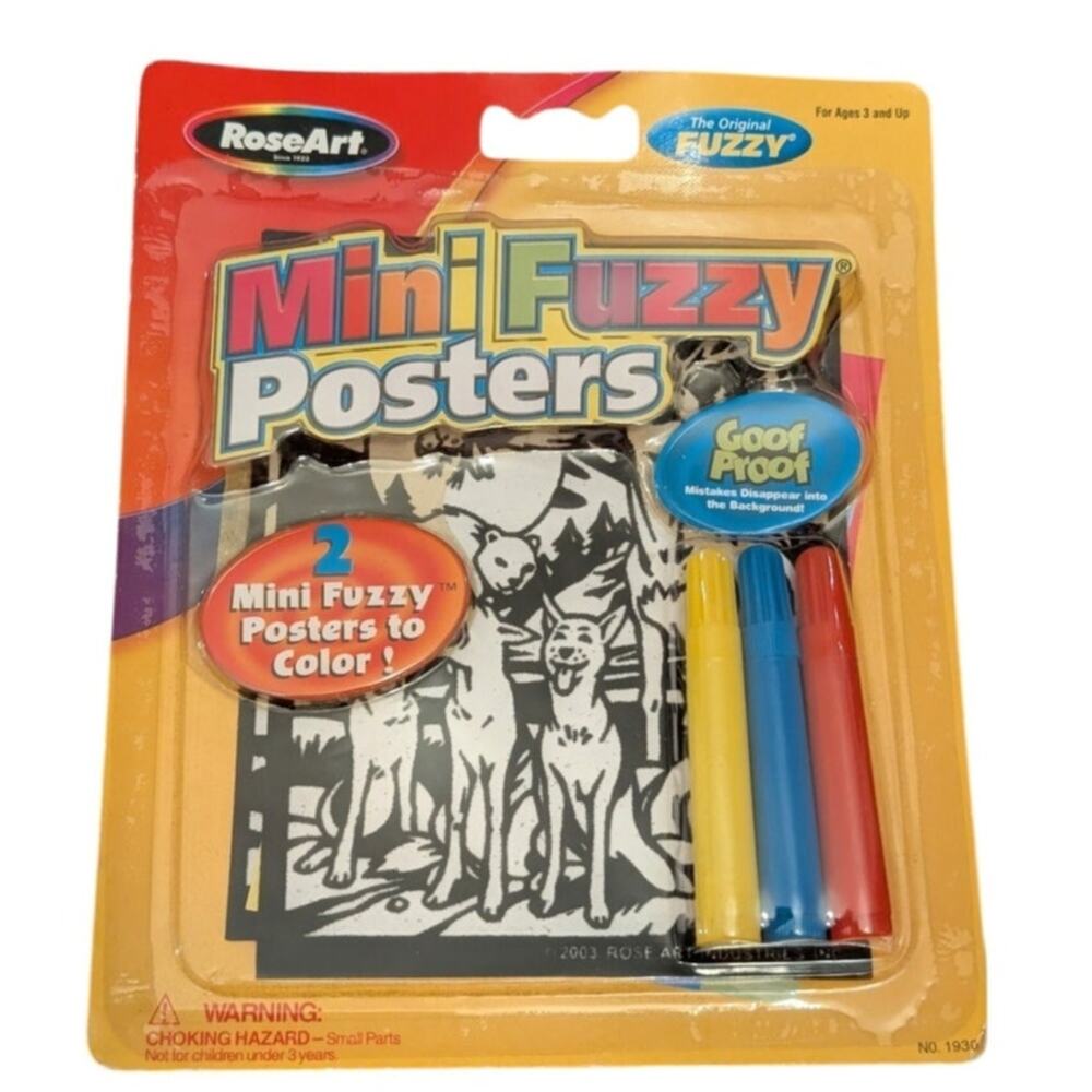 New 2002 Rose Art Mini Fuzzy Posters Animals